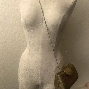 Vintage Gold Lame Thread Clam Shell Evening Bag Clutch Purse